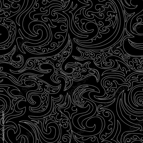 Beautiful black and white vector seamless pattern. You can use any color of background