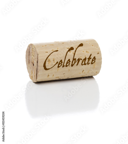 Celebrate Branded Wine Cork on White