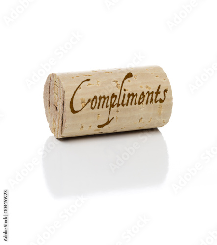 Compliments Branded Wine Cork on White