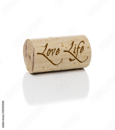 Love Life Branded Wine Cork on White