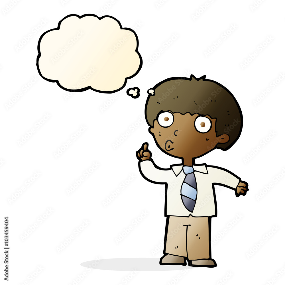 cartoon school boy with question with thought bubble cartoon school boy with question with thought bubble