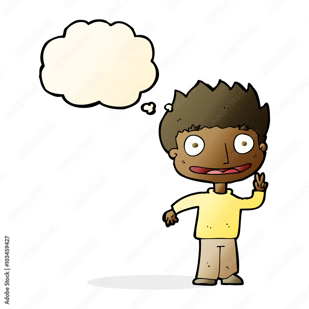 cartoon happy boy with thought bubble cartoon happy boy with thought bubble