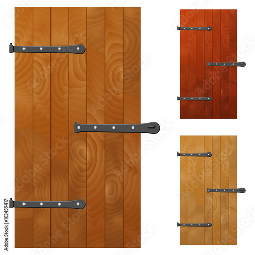 Old wood door. Vector illustration.