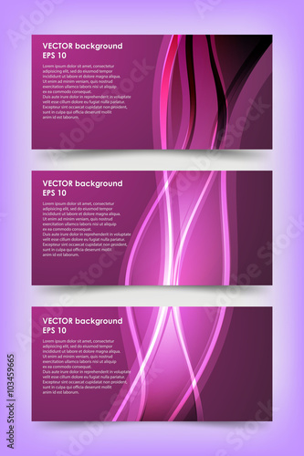 Set of violet banner templates.