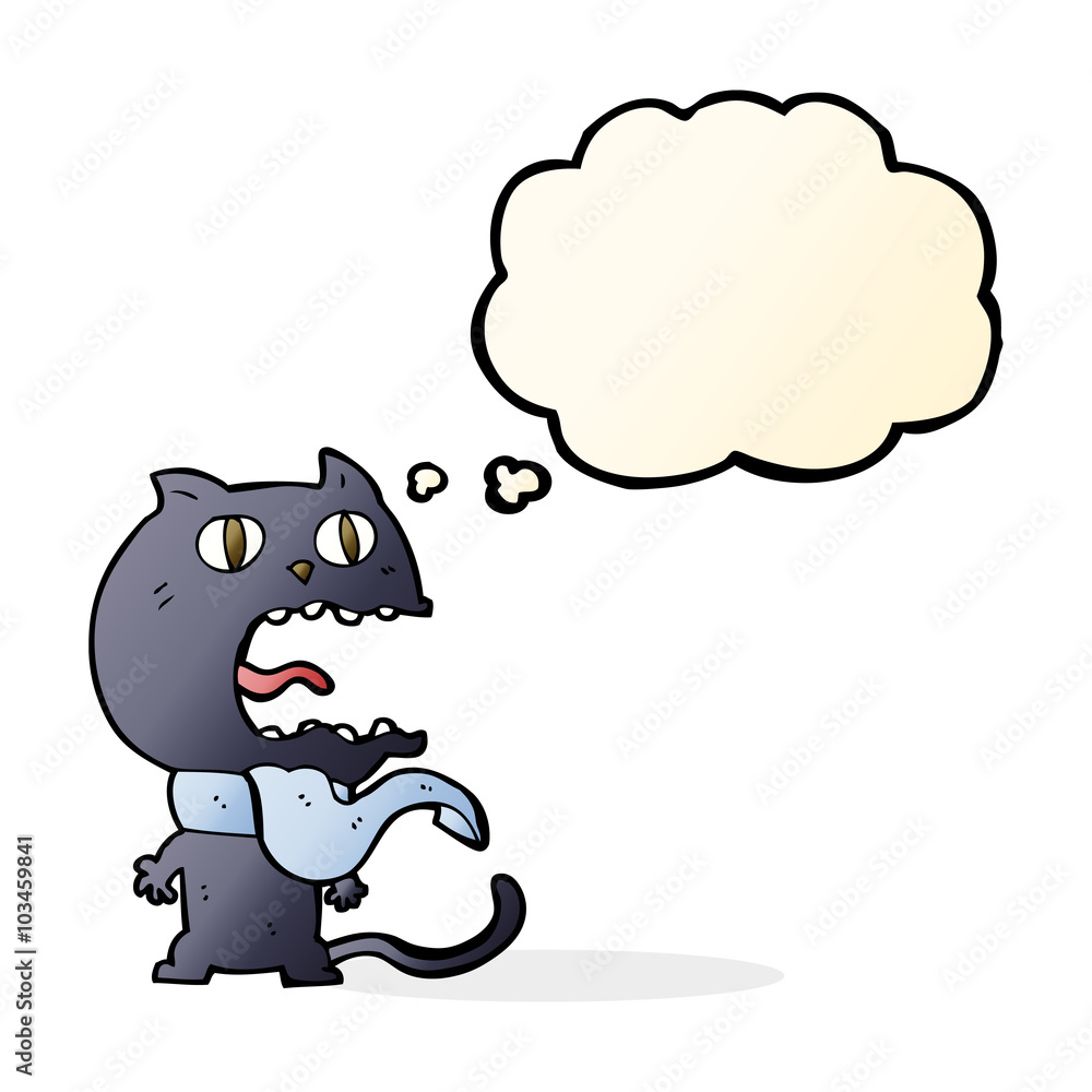 cartoon frightened cat with thought bubble cartoon frightened cat with thought bubble