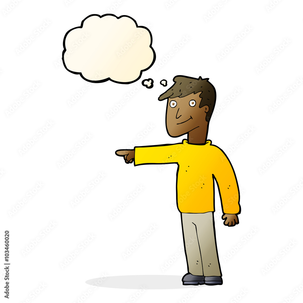 cartoon man pointing with thought bubble cartoon man pointing with thought bubble