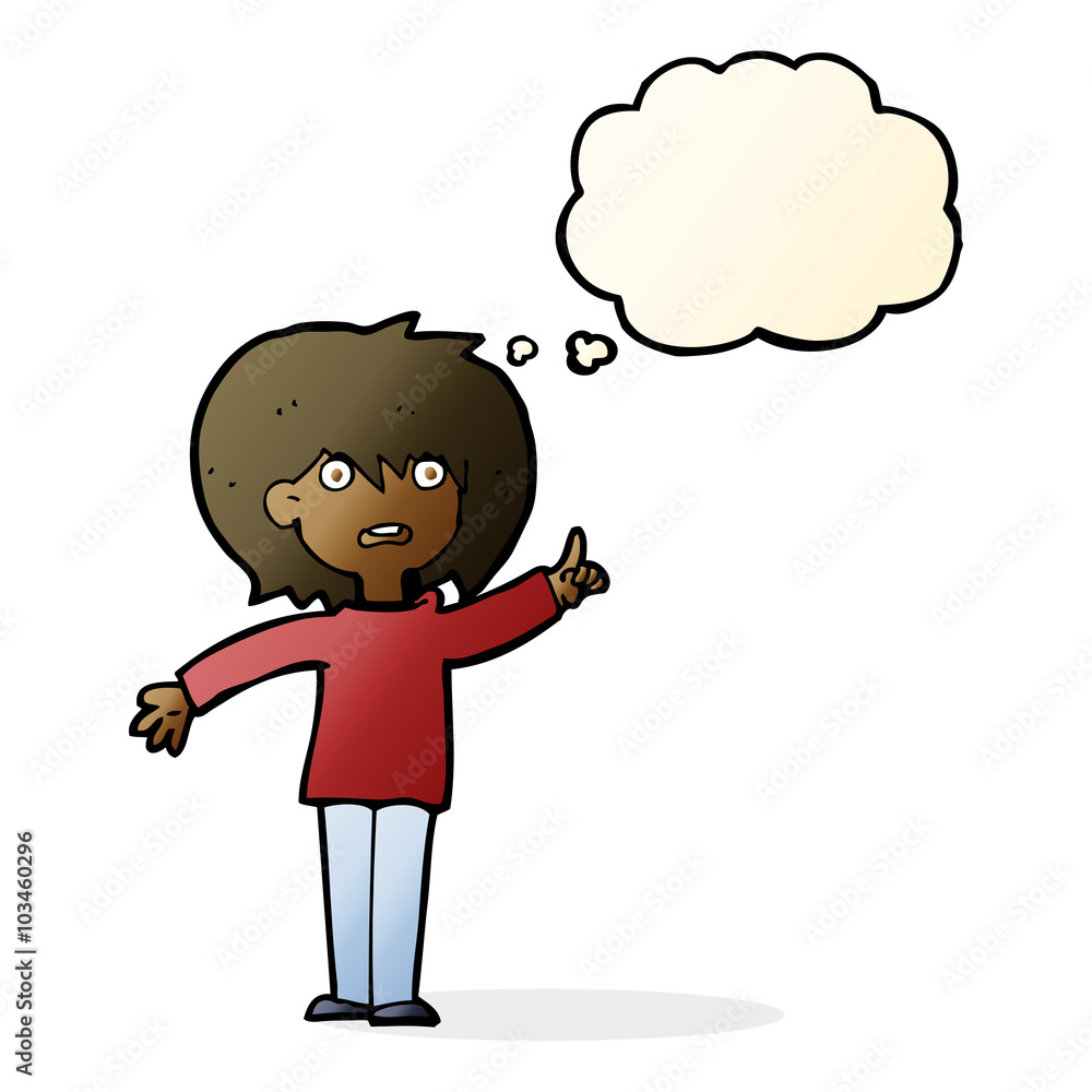 cartoon woman asking question with thought bubble cartoon woman asking question with thought bubble