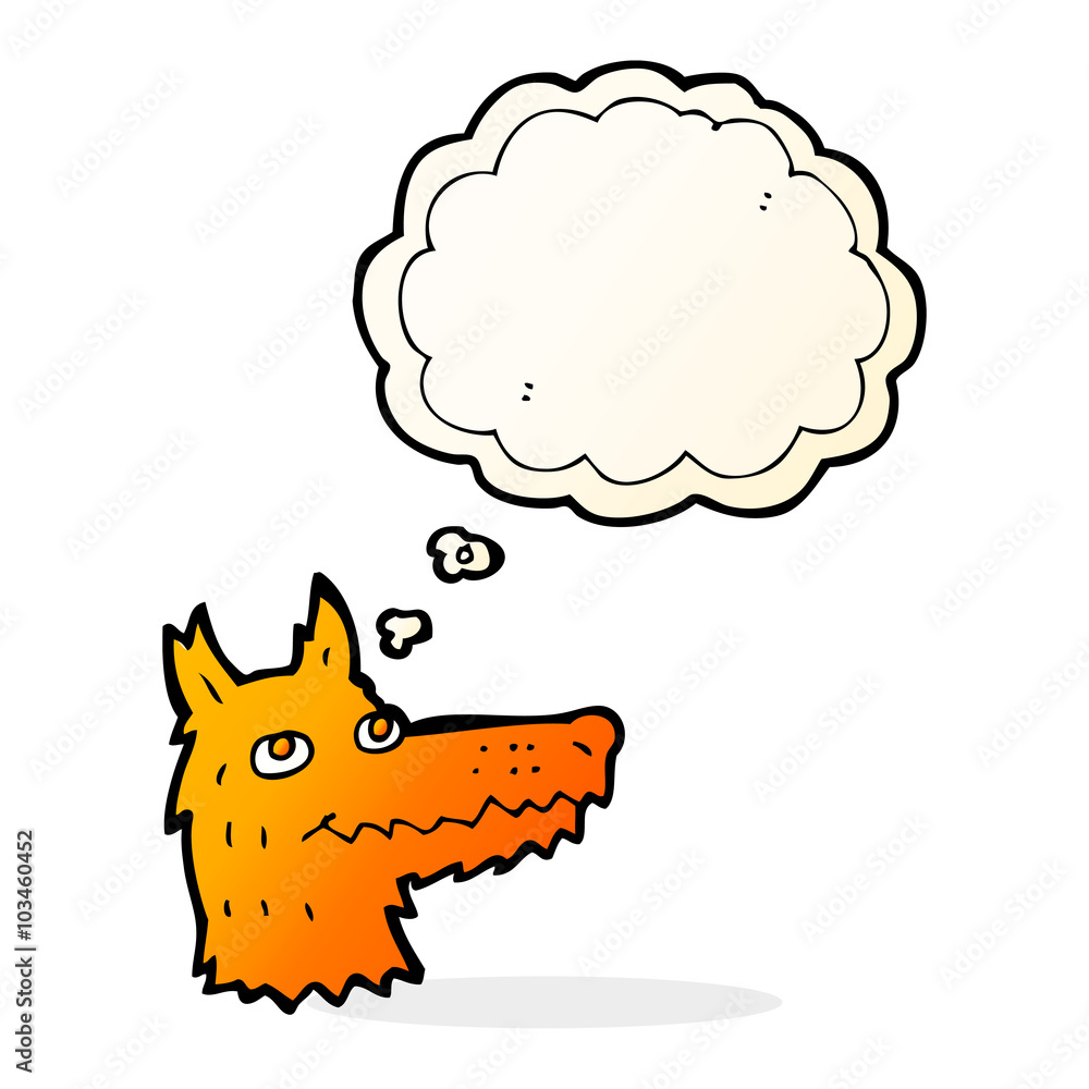 cartoon fox head with thought bubble cartoon fox head with thought bubble