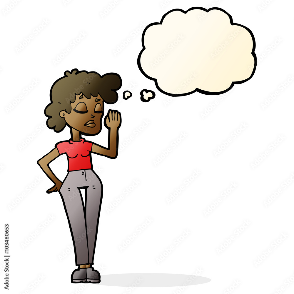 cartoon woman ignoring with thought bubble cartoon woman ignoring with thought bubble