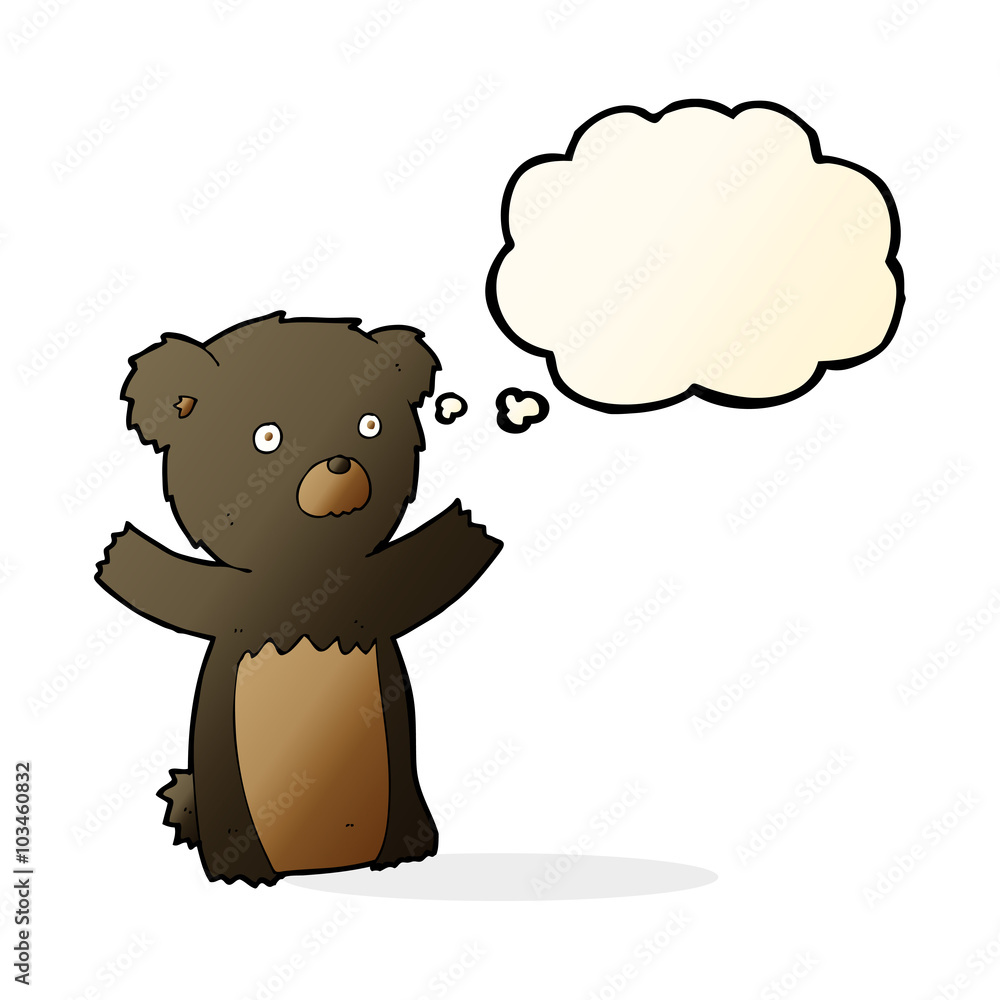 Fototapeta premium cartoon black bear cub with thought bubble