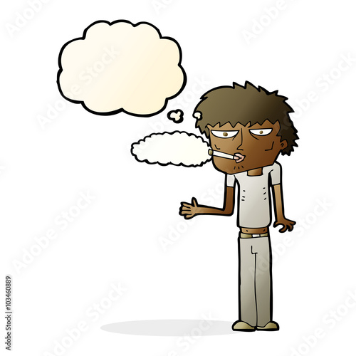 cartoon smoker with thought bubble