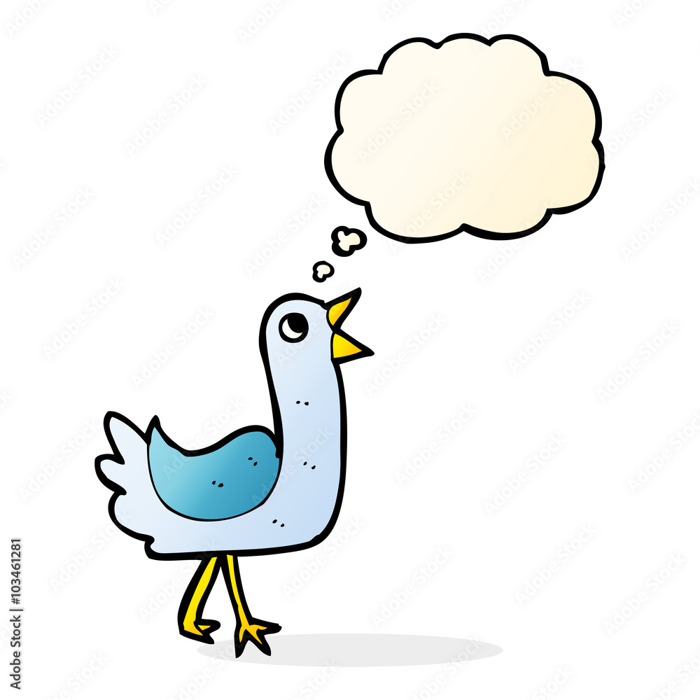 cartoon bird with thought bubble cartoon bird with thought bubble