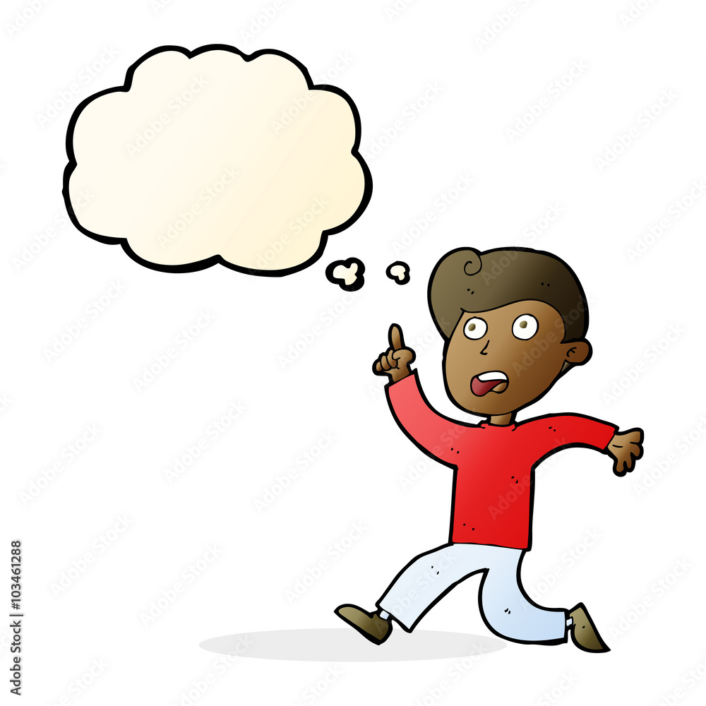 cartoon boy panicking with thought bubble cartoon boy panicking with thought bubble