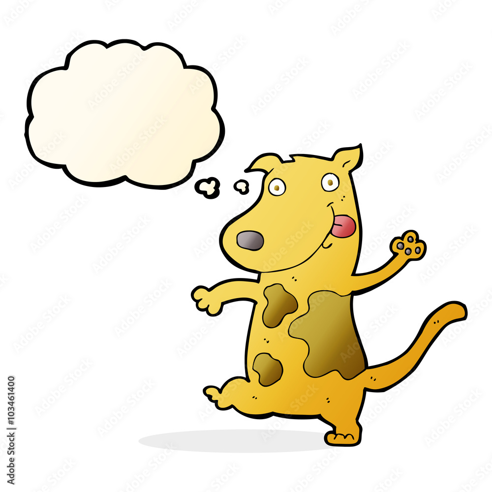 cartoon happy dog with thought bubble cartoon happy dog with thought bubble