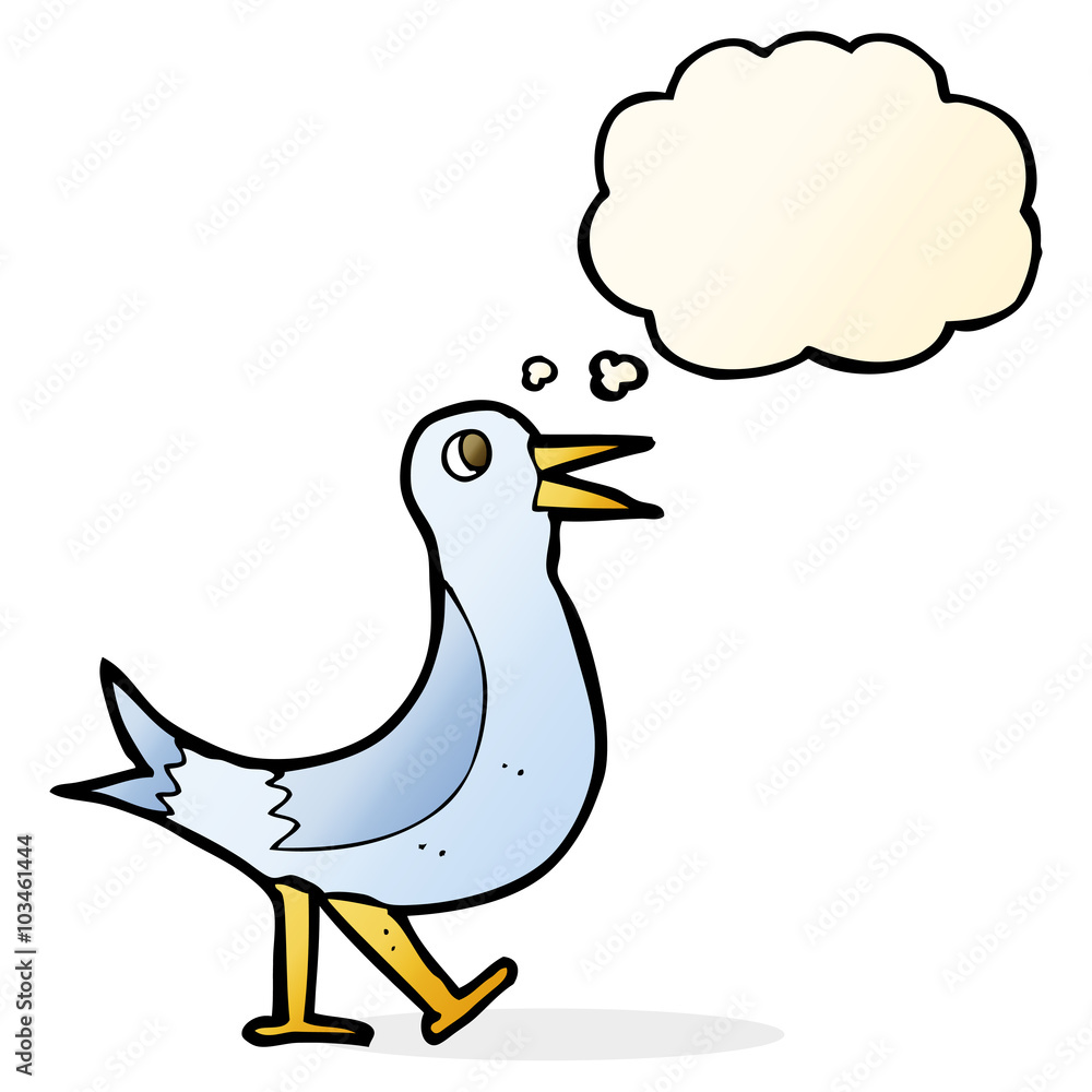 cartoon walking bird with thought bubble cartoon walking bird with thought bubble