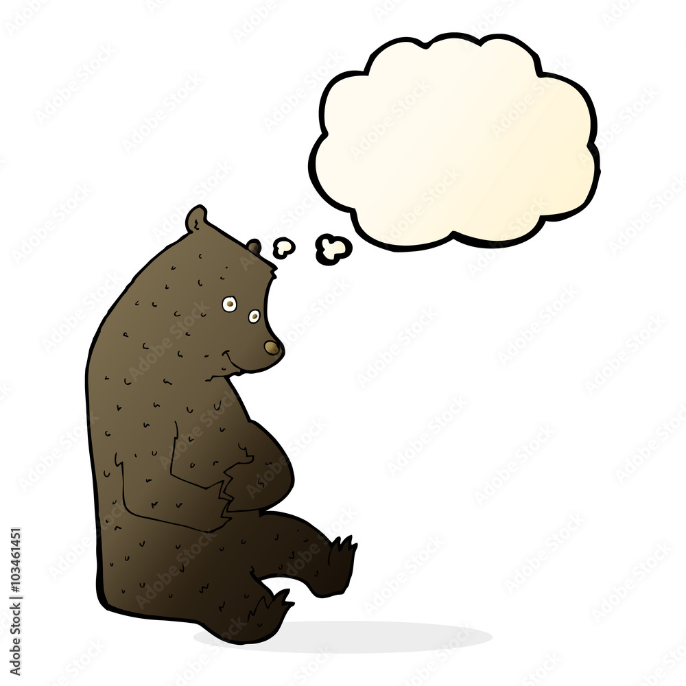 cartoon happy black bear with thought bubble cartoon happy black bear with thought bubble