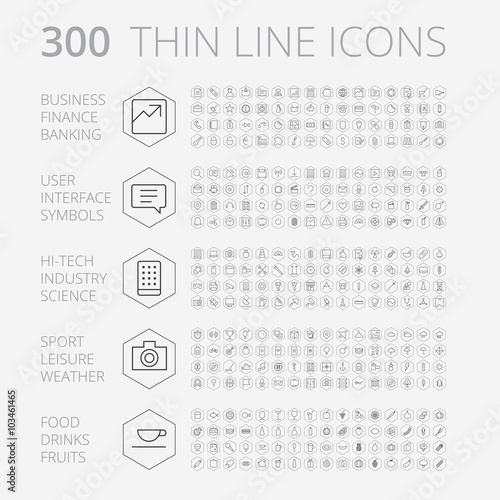 Thin Line Icons For Business, Technology and Leisure