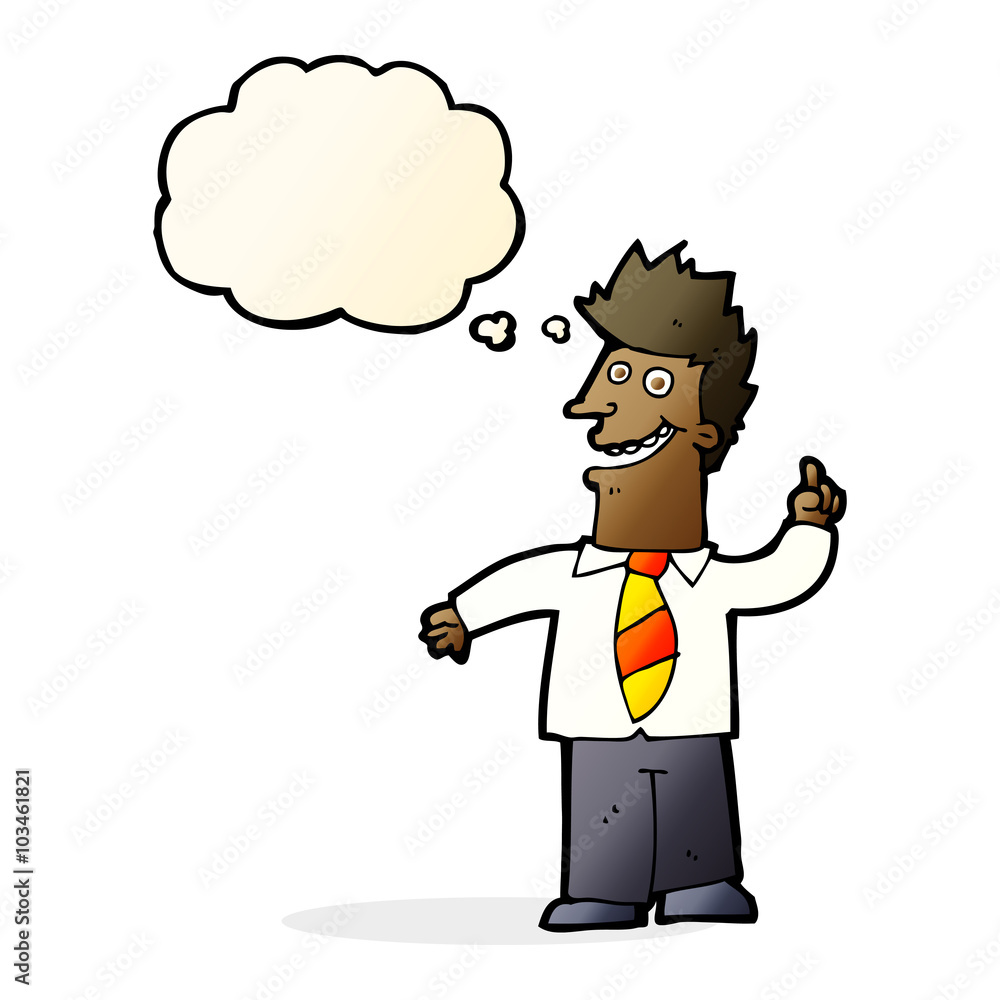 cartoon man with good idea with thought bubble cartoon man with good idea with thought bubble