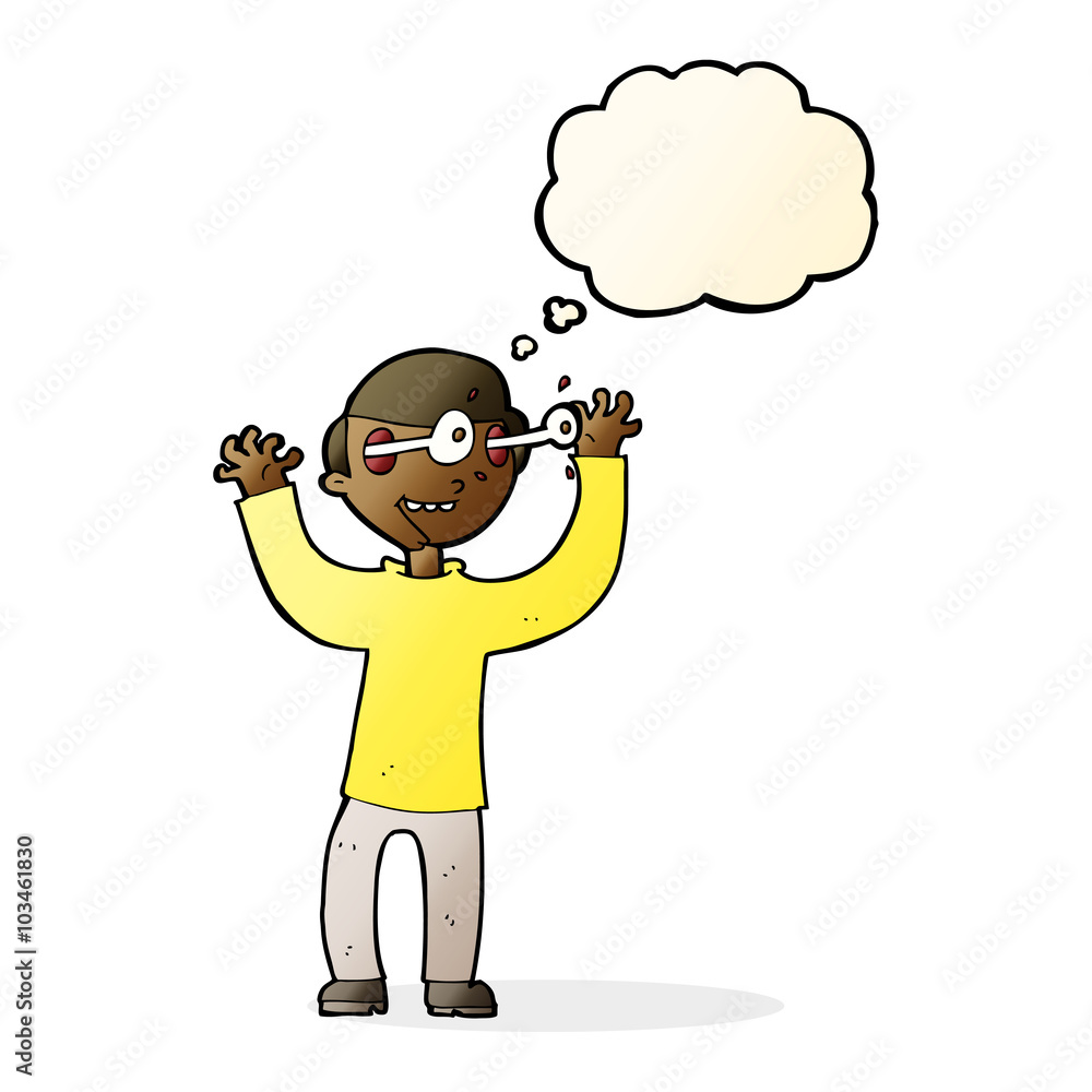cartoon man with eyes popping out of head with thought bubble cartoon man with eyes popping out of head with thought bubble