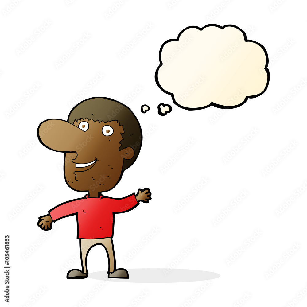 cartoon waving man with thought bubble cartoon waving man with thought bubble