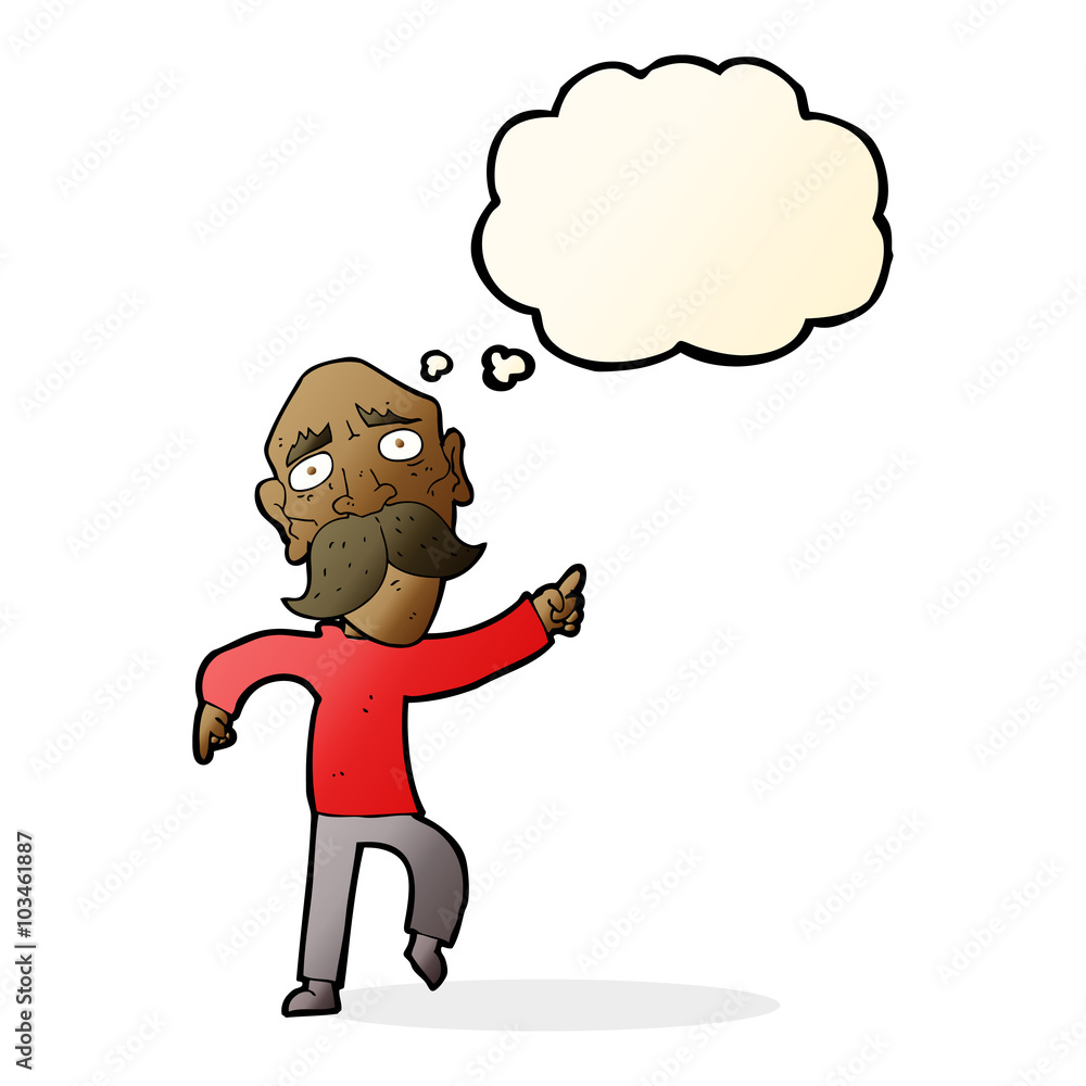 cartoon sad old man pointing with thought bubble cartoon sad old man pointing with thought bubble