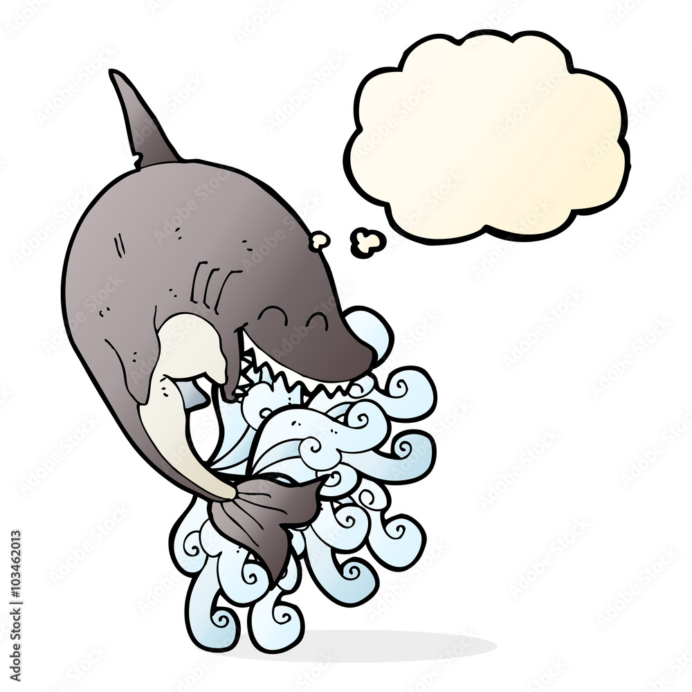 Obraz premium cartoon shark with thought bubble