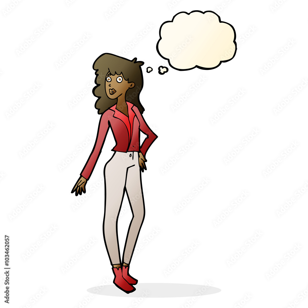 cartoon pretty woman with thought bubble cartoon pretty woman with thought bubble