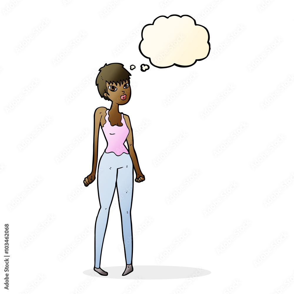 cartoon pretty woman with thought bubble cartoon pretty woman with thought bubble