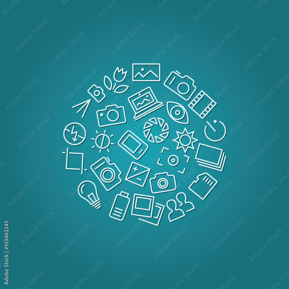 photography icons in circle photography icons in circle