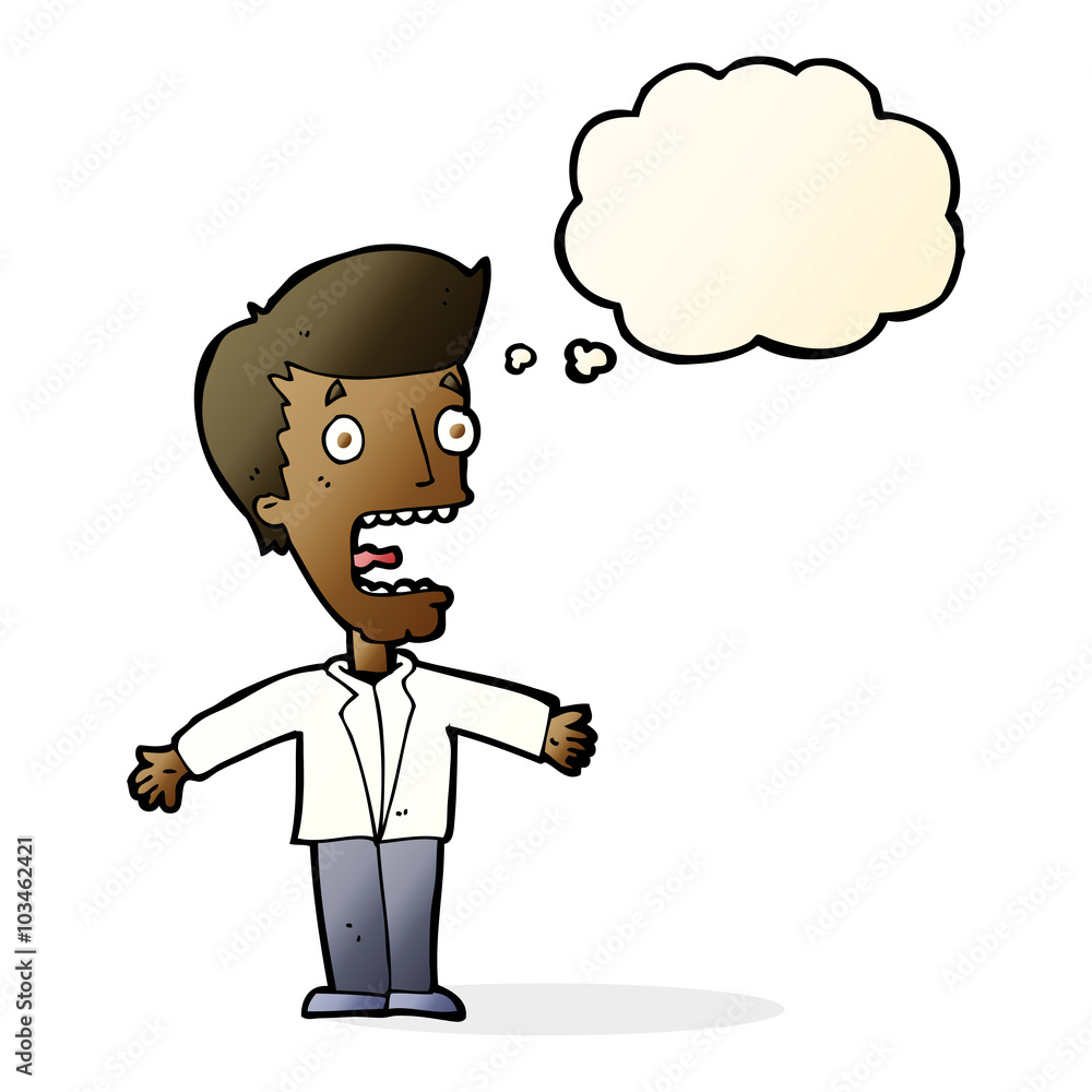 cartoon screaming man with thought bubble cartoon screaming man with thought bubble