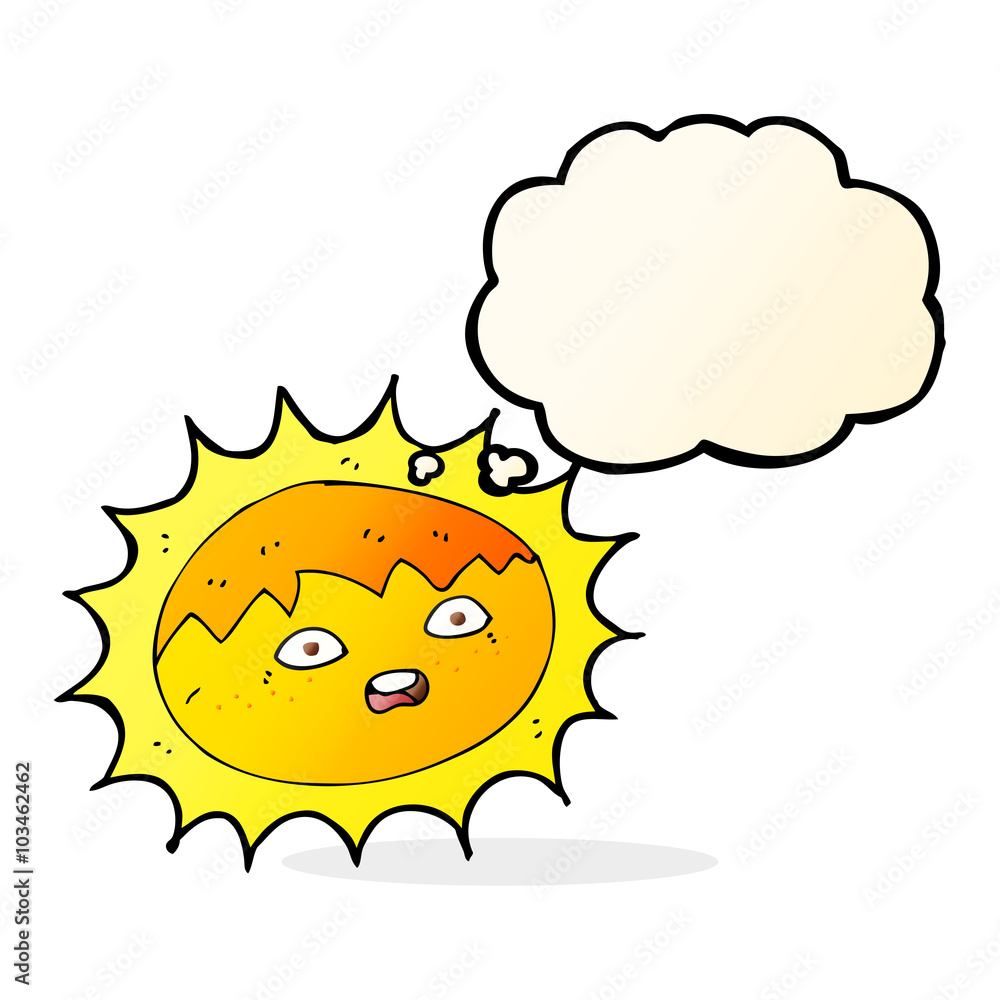 cartoon sun with thought bubble