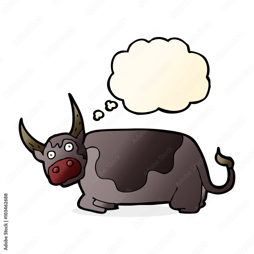 cartoon bull with thought bubble cartoon bull with thought bubble