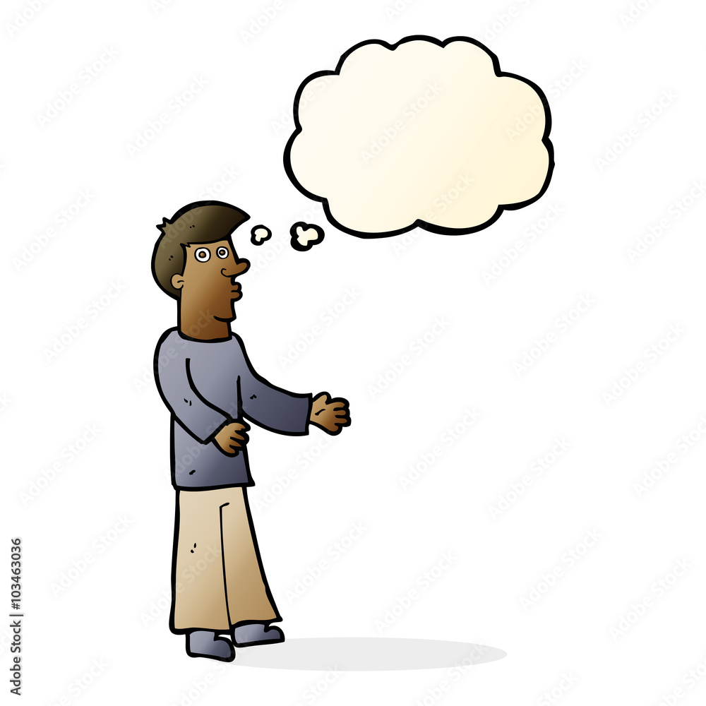 cartoon curious man with thought bubble cartoon curious man with thought bubble