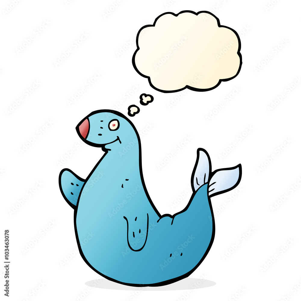 cartoon seal with thought bubble cartoon seal with thought bubble