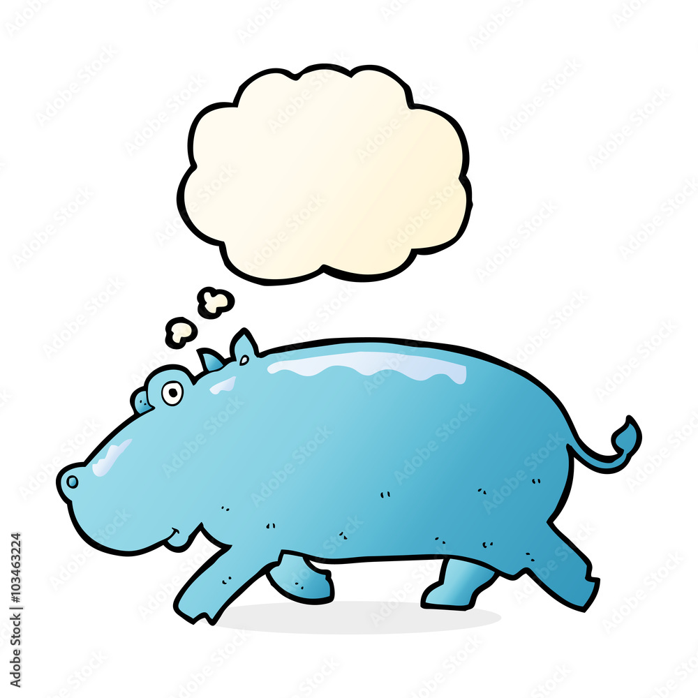 cartoon hippopotamus with thought bubble cartoon hippopotamus with thought bubble