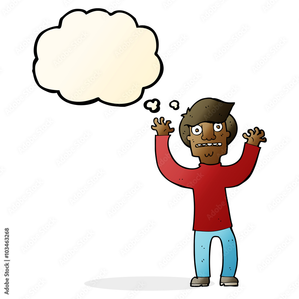 cartoon terrified man with thought bubble cartoon terrified man with thought bubble