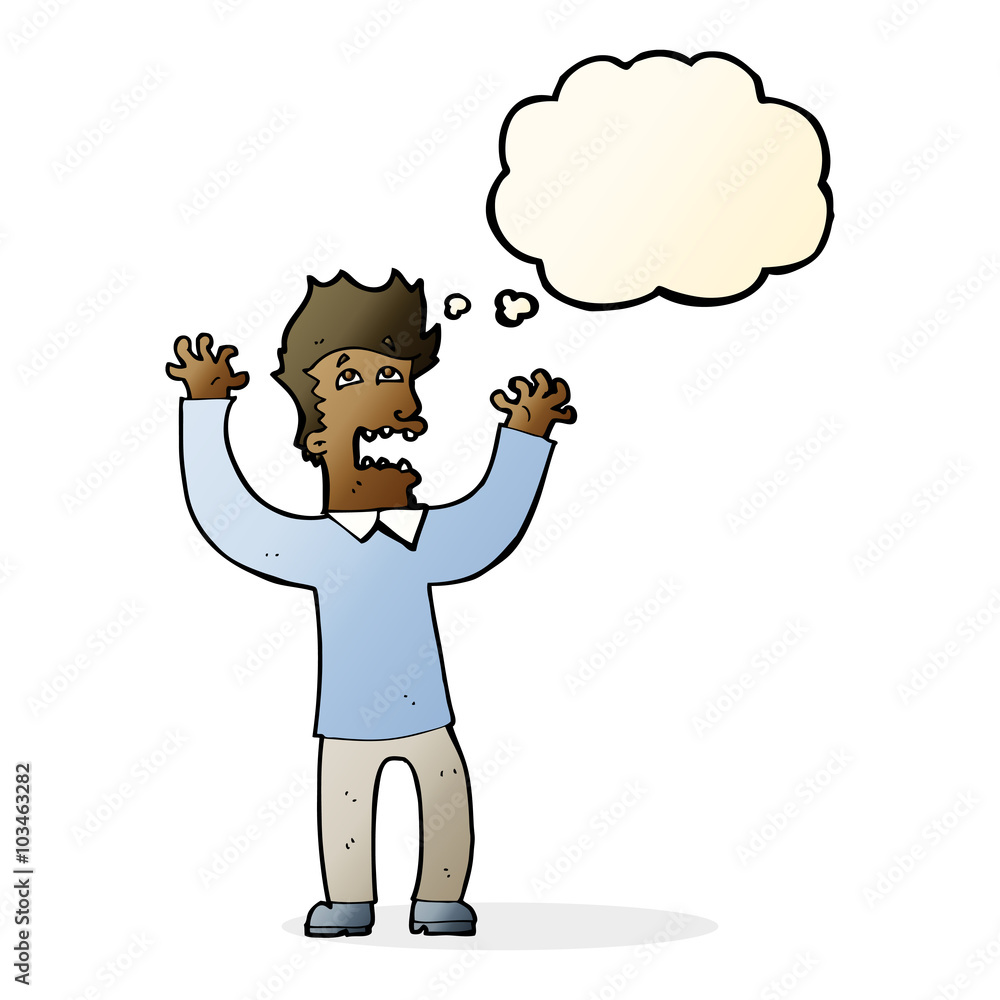 cartoon terrified man with thought bubble cartoon terrified man with thought bubble