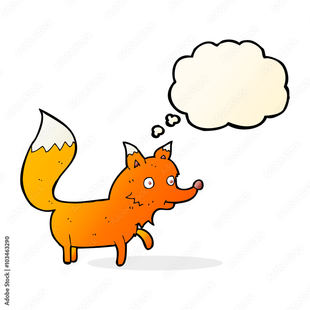 cartoon fox cub with thought bubble cartoon fox cub with thought bubble