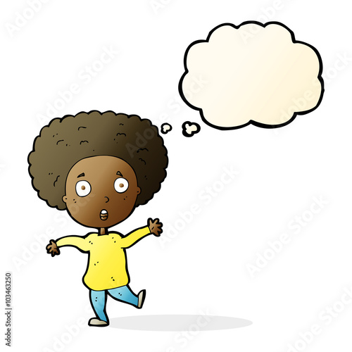 cartoon startled person with thought bubble