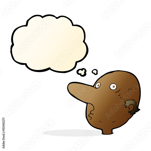 cartoon balding man with thought bubble