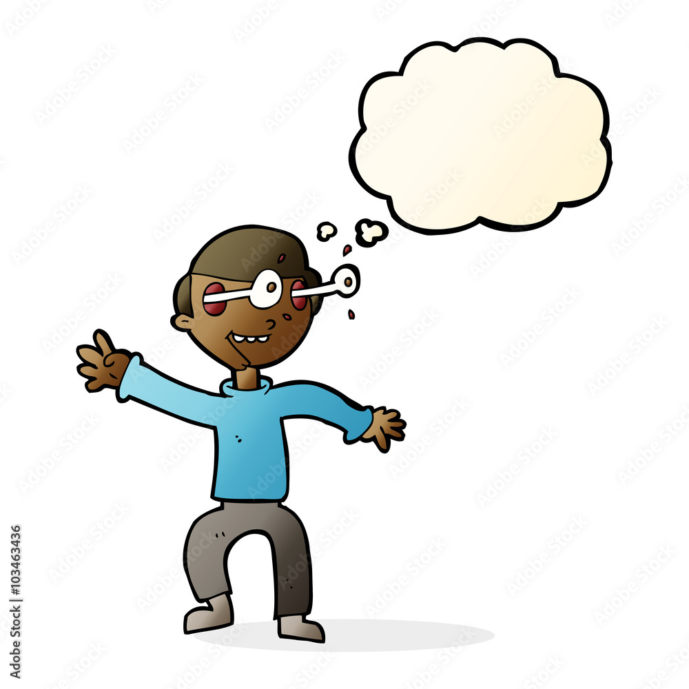 cartoon amazed boy with thought bubble cartoon amazed boy with thought bubble