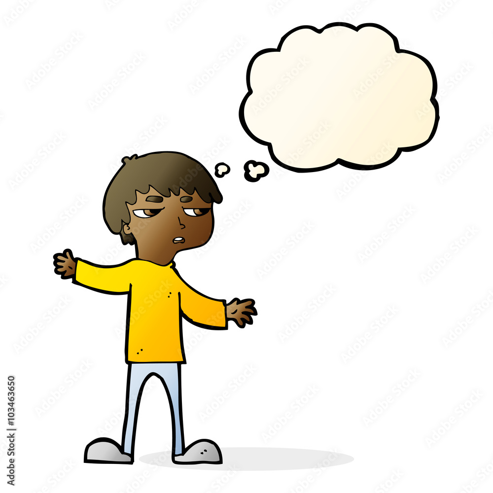 cartoon annoyed boy with thought bubble cartoon annoyed boy with thought bubble
