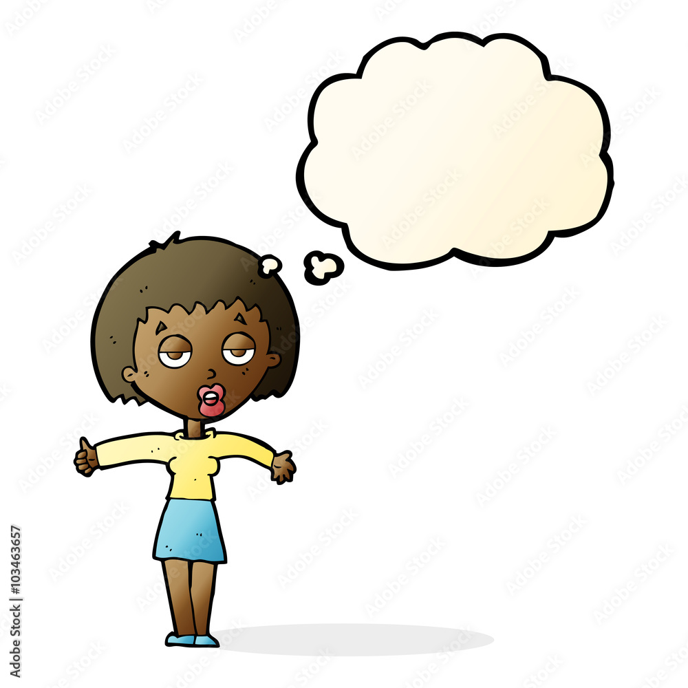 cartoon bored woman with thought bubble cartoon bored woman with thought bubble