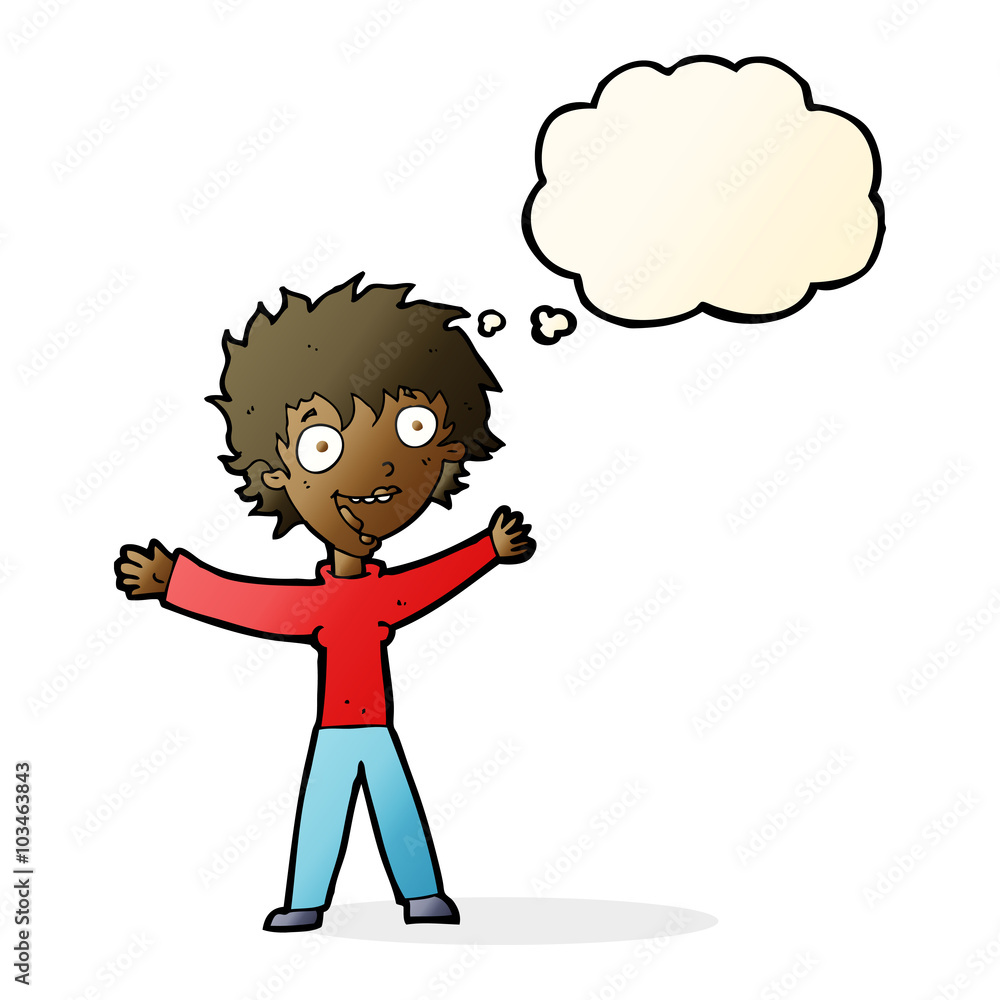 cartoon excited woman with thought bubble cartoon excited woman with thought bubble
