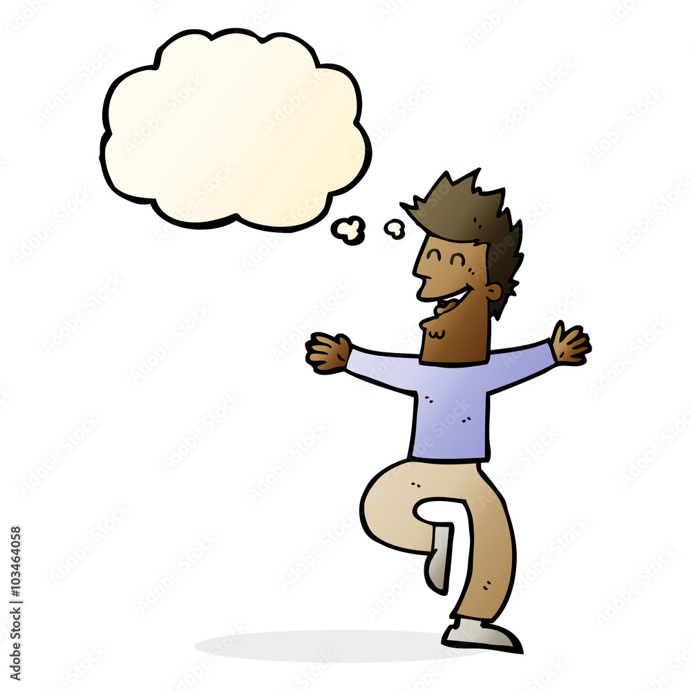 cartoon laughing man with thought bubble cartoon laughing man with thought bubble