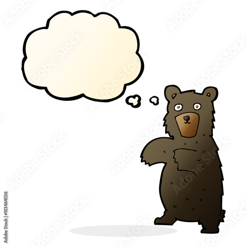 cartoon black bear with thought bubble