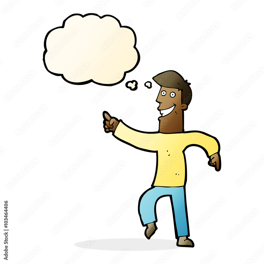 cartoon grinning man with thought bubble cartoon grinning man with thought bubble
