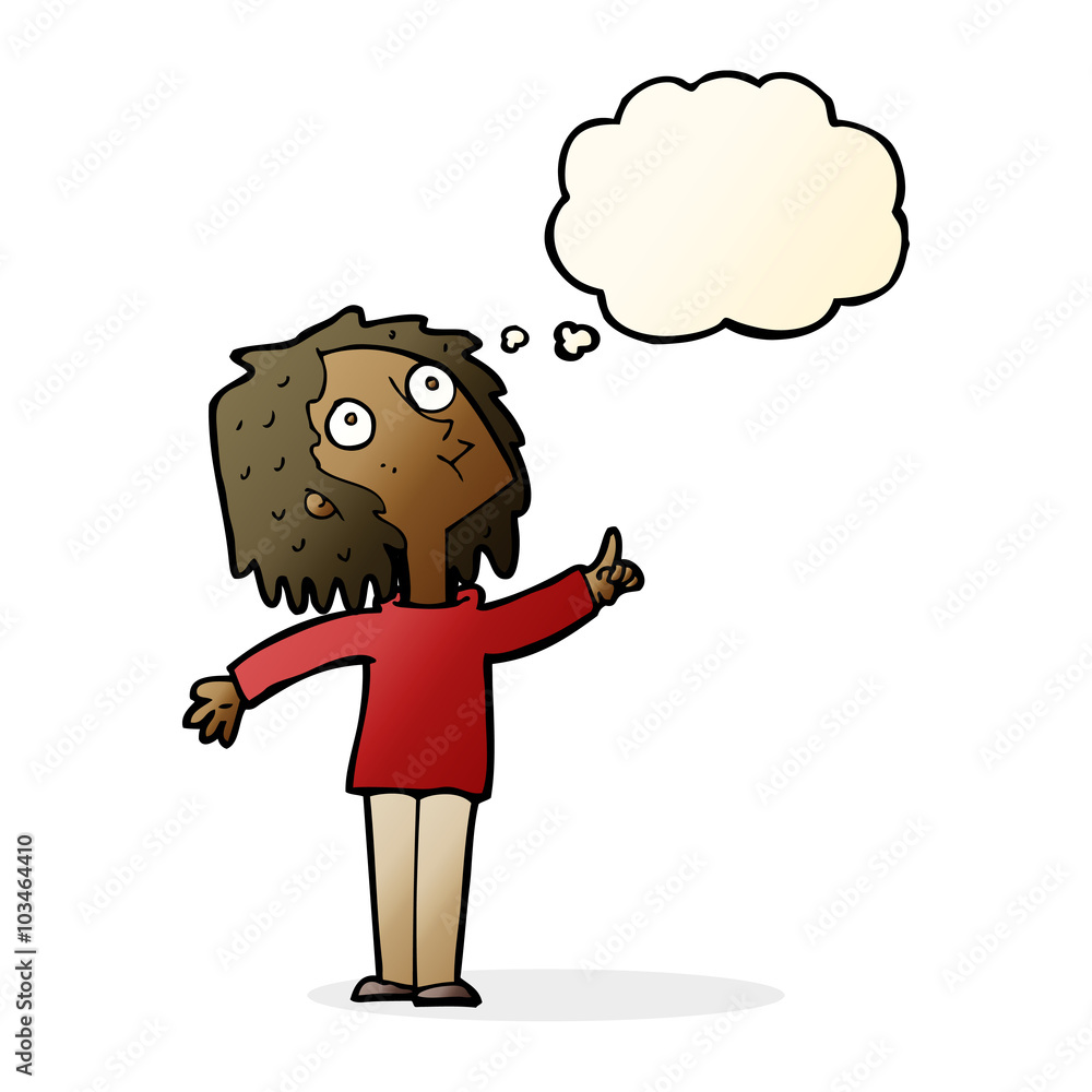 cartoon curious woman with thought bubble cartoon curious woman with thought bubble