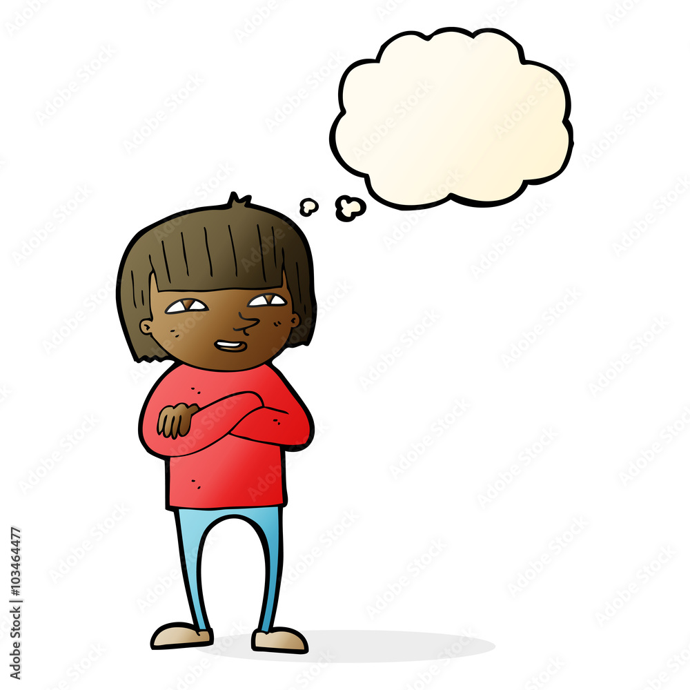 cartoon happy person with thought bubble cartoon happy person with thought bubble