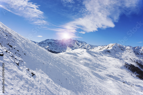 Slope on skiing resort  Alpe di Mera  Italy